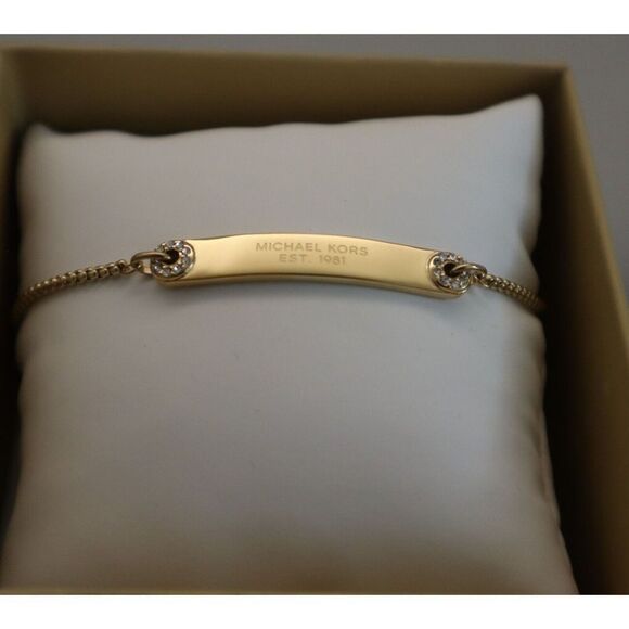 Michael Kors MKJX6351710 Women's Gold-Tone Haute Plaque Slider Bracelet - Picture 3 of 8